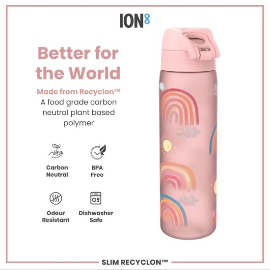 SLIM gyermek vizespalack, újrahasznosítás, 500 ml, Rainbows - Ion8