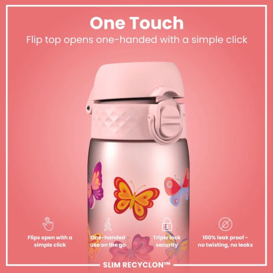 SLIM gyerekvizes palack, recyclon, 500 ml, Butterfly - Ion8