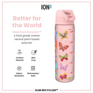 SLIM gyerekvizes palack, recyclon, 500 ml, Butterfly - Ion8