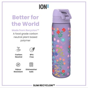 SLIM gyermek vizespalack, újrahasznosítás, 500 ml, Ditsy Floral - Ion8