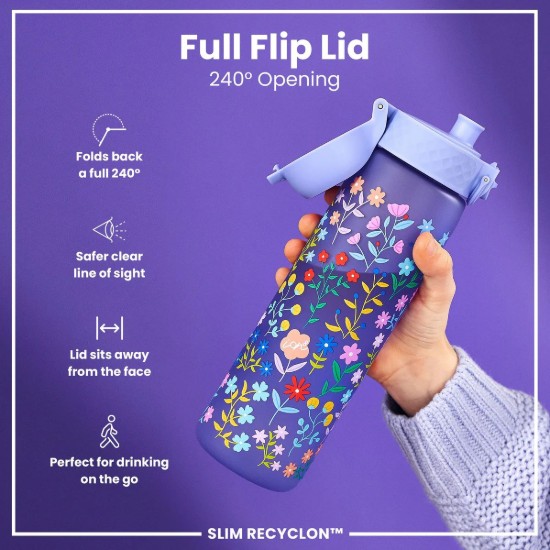 SLIM gyermek vizespalack, újrahasznosítás, 500 ml, Ditsy Floral - Ion8