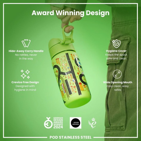 Gyermek vizespalack, rozsdamentes acél, 400 ml, Cars - Ion8