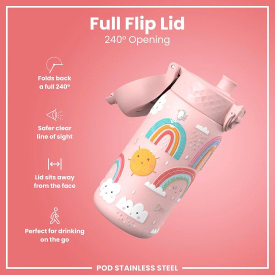 Gyermek vizespalack, rozsdamentes acél, 320 ml, Rainbows - Ion8
