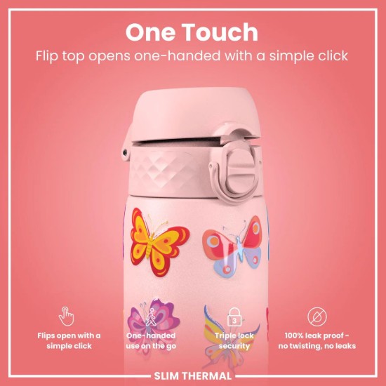 SLIM vizespalack, rozsdamentes acél, 500 ml, Butterfly - Ion8