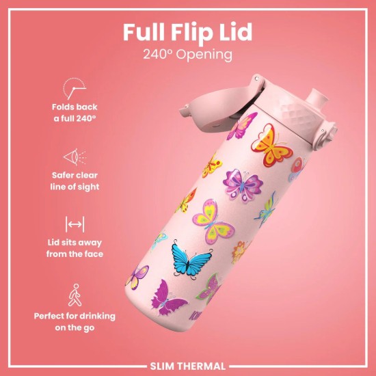 SLIM vizespalack, rozsdamentes acél, 500 ml, Butterfly - Ion8