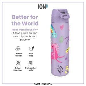 SLIM vizes palack, rozsdamentes acél, 500 ml, Unicorns Periwinkle - Ion8