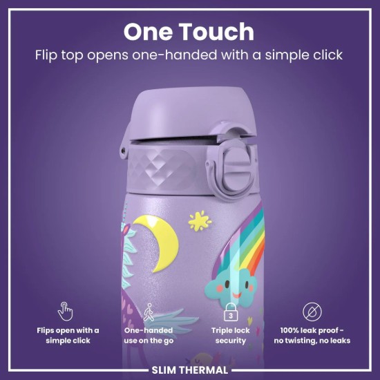 SLIM vizes palack, rozsdamentes acél, 500 ml, Unicorns Periwinkle - Ion8