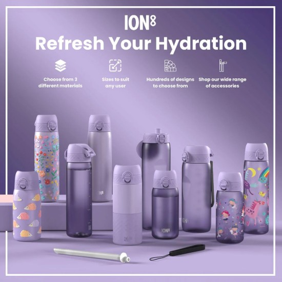 SLIM vizes palack, rozsdamentes acél, 500 ml, Unicorns Periwinkle - Ion8