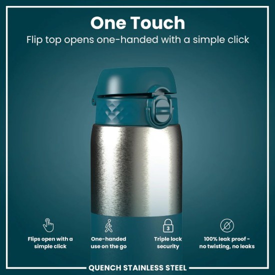 Vizes palack, rozsdamentes acél, 1,2 L, Deep Teal - Ion8