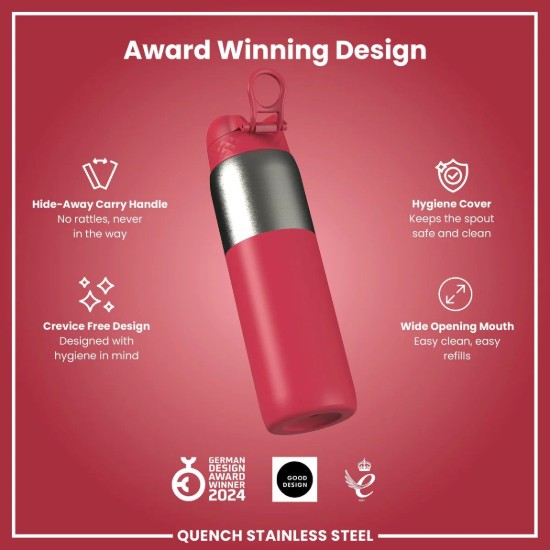 Vízpalack, rozsdamentes acél, 1,2 L, Viva Magenta - Ion8