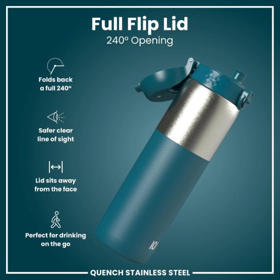 Vízpalack, rozsdamentes acél, 920 ml, Deep Teal - Ion8