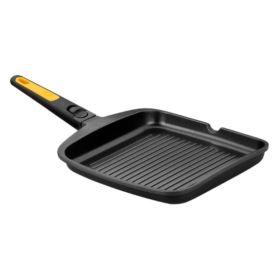 Szögletes grillserpenyő, alumínium, kivehető fogantyú, 28x28 cm, "Fast Click" - BRA