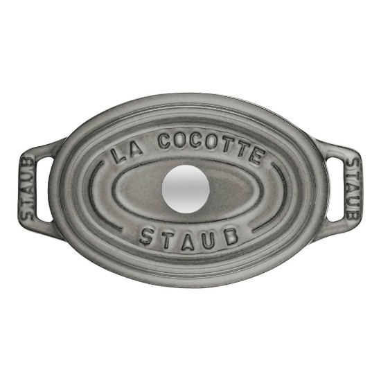 Mini-Cocotte ovális főzőedény öntöttvasból 11 cm/0,25 l, <<Grafitszürke>> - Staub
