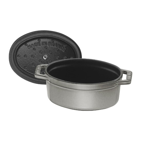 Mini-Cocotte ovális főzőedény öntöttvasból 11 cm/0,25 l, <<Grafitszürke>> - Staub