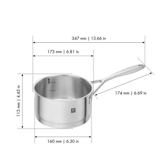 Rozsdamentes acél serpenyő, tetővel, 16 cm/1.5L, "Vitality" - Zwilling