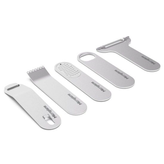 5 darabos báreszköz-készlet, rozsdamentes acél, fa blokkal, "Style Line", Walnut - Microplane