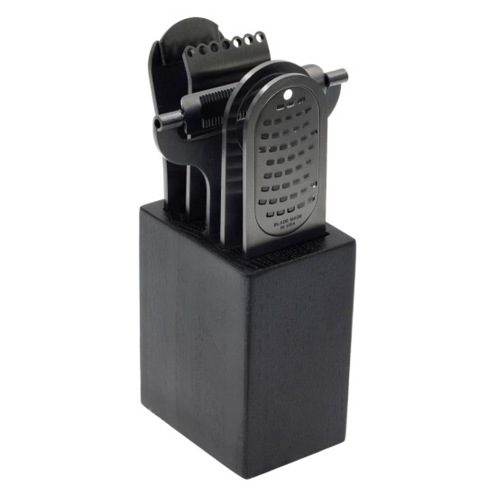 5 részes PVD bevonatú báreszköz-készlet, rozsdamentes acél, fa blokkal, "Style Line", Black - Microplane