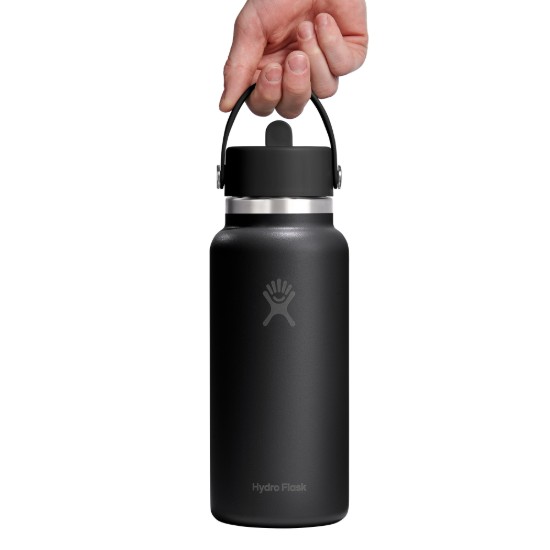Hőszigetelő palack, rozsdamentes acél, 950ml, "Wide Straw", Tonal Black - Hydro Flask