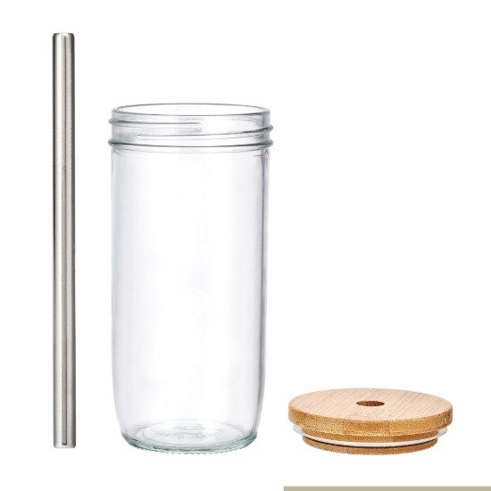 Pohár buborékteához, fedővel és szívószálkal, üvegből, 650 ml – La Cafetière