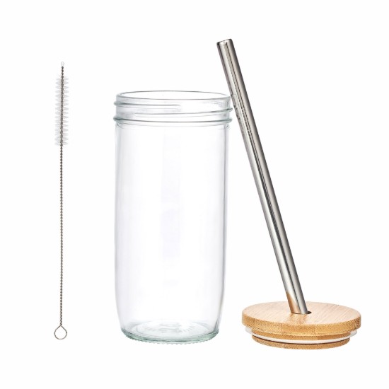 Pohár buborékteához, fedővel és szívószálkal, üvegből, 650 ml – La Cafetière