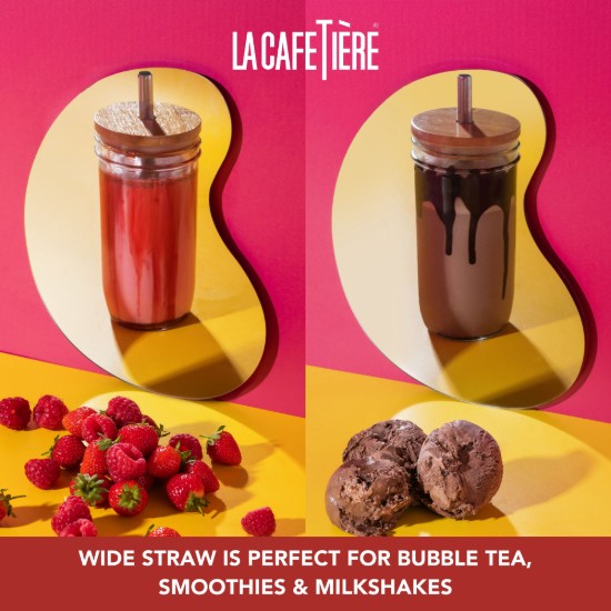 Pohár buborékteához, fedővel és szívószálkal, üvegből, 650 ml – La Cafetière