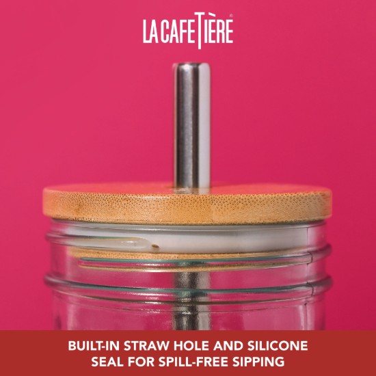 Pohár buborékteához, fedővel és szívószálkal, üvegből, 650 ml – La Cafetière