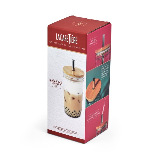 Pohár buborékteához, fedővel és szívószálkal, üvegből, 650 ml – La Cafetière