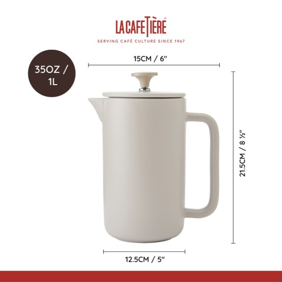 French Press cafetière, kerámia, 1 L, "Arezzo", Latte – La Cafetière