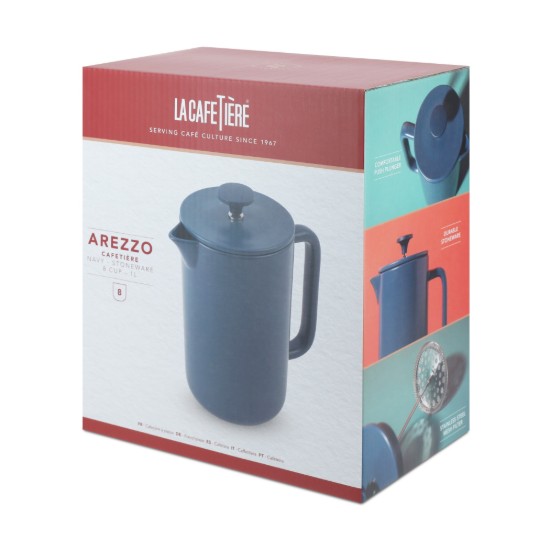 French Press cafetière, kerámia, 1 L, "Arezzo", Navy – La Cafetière