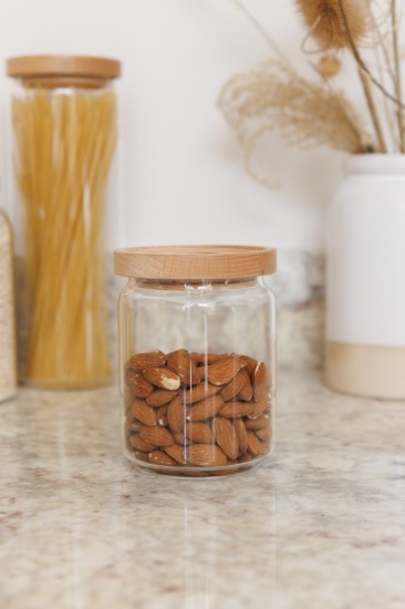 Tárolóedény, üvegből, 500 ml, bambusz tetővel, "Idilica" - Kitchen Craft
