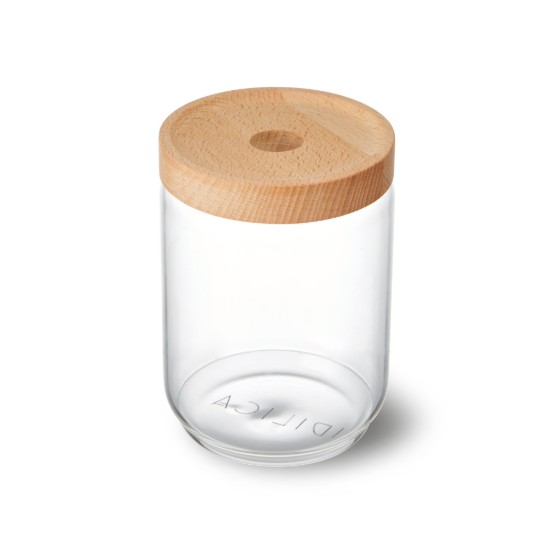 Tárolóedény, üvegből, 500 ml, bambusz tetővel, "Idilica" - Kitchen Craft