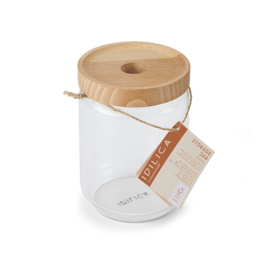 Tárolóedény, üvegből, 500 ml, bambusz tetővel, "Idilica" - Kitchen Craft