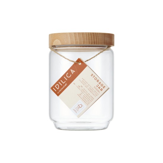 Tárolóedény, üvegből, 500 ml, bambusz tetővel, "Idilica" - Kitchen Craft