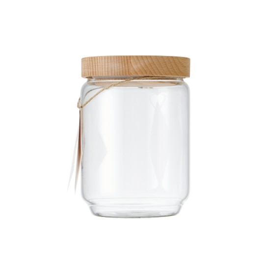 Tárolóedény, üvegből, 500 ml, bambusz tetővel, "Idilica" - Kitchen Craft