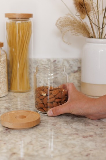 Tárolóedény, üvegből, 500 ml, bambusz tetővel, "Idilica" - Kitchen Craft