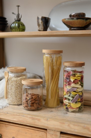 Tárolóedény, üvegből, 500 ml, bambusz tetővel, "Idilica" - Kitchen Craft