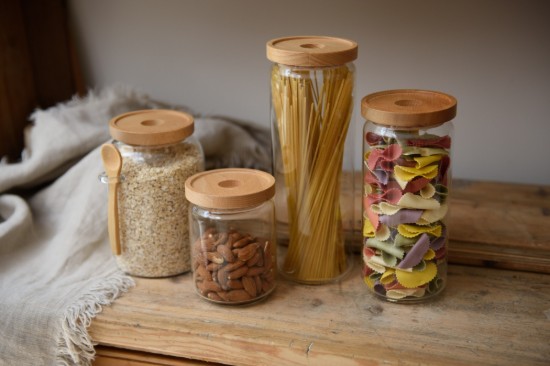 Tárolóedény, üvegből, 500 ml, bambusz tetővel, "Idilica" - Kitchen Craft