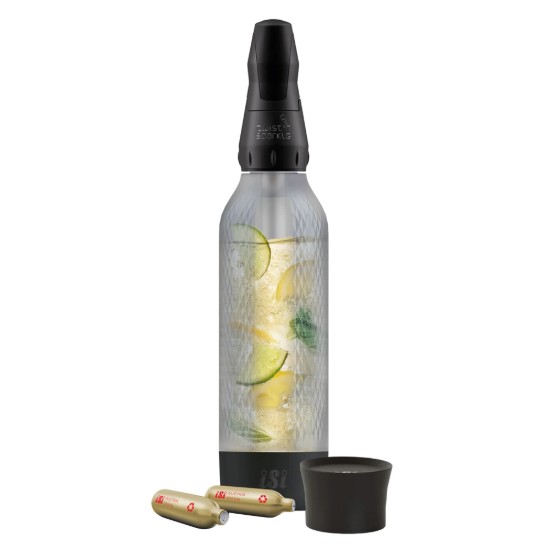 Twist'n Sparkle Virtuoso szénsavasvíz-készítő kezdőkészlet, 950 ml, Onyx - iSi