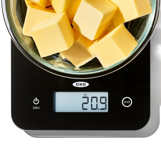 Elektronikus konyhai mérleg, üvegből, 5 kg - OXO