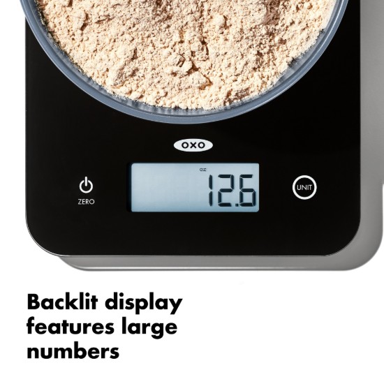 Elektronikus konyhai mérleg, üvegből, 5 kg - OXO