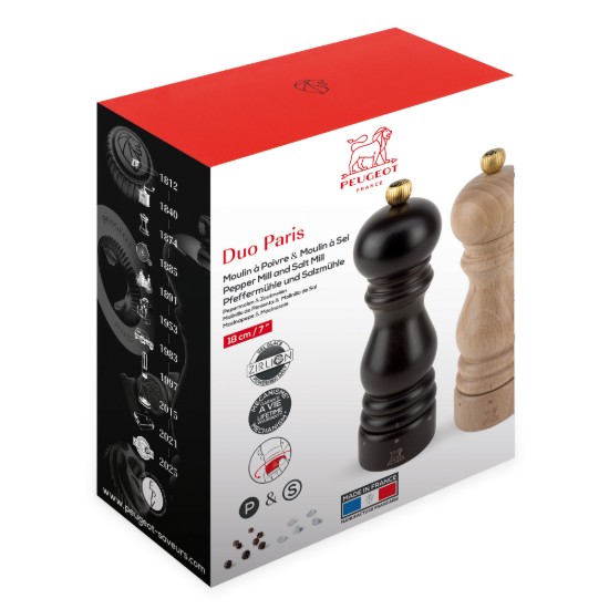 2 darabos só- és borsőrlő készlet, 18 cm, "Paris u'Select Z", Chocolate&Natural - Peugeot