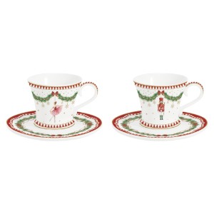 2 db-os kávéscsésze készlet csészealjakkal, porcelán, 80ml, "Magie de Noel" - Easy Life