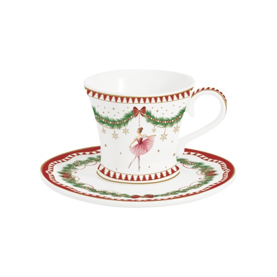 2 db-os kávéscsésze készlet csészealjakkal, porcelán, 80ml, "Magie de Noel" - Easy Life