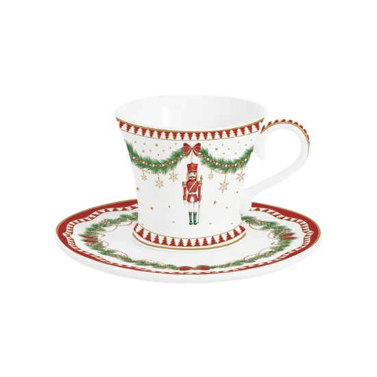 2 db-os kávéscsésze készlet csészealjakkal, porcelán, 80ml, "Magie de Noel" - Easy Life