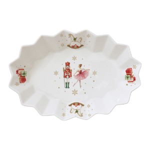 Ovális tálca, porcelán, 25x17cm, "Magie de Noel" - Easy Life
