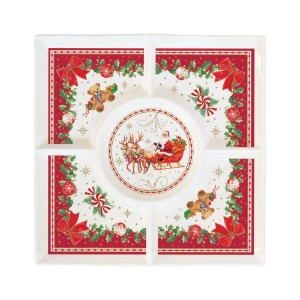 Négyzetes tál előételekhez, porcelán, 25 x 25 cm, "Christmas Heritage" - Easy Life