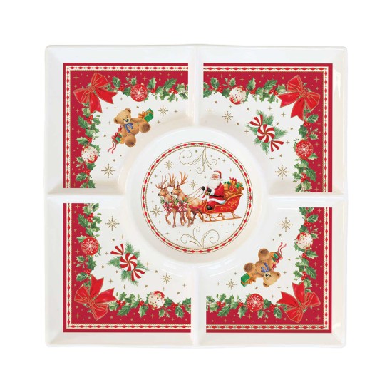 Négyzetes tál előételekhez, porcelán, 25 x 25 cm, "Christmas Heritage" - Easy Life