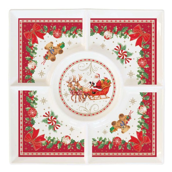 Négyzetes tál előételekhez, porcelán, 25 x 25 cm, "Christmas Heritage" - Easy Life