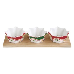 3 darabos előétel tál szett, bambusz tálcával, "Christmas Tale" - Easy Life