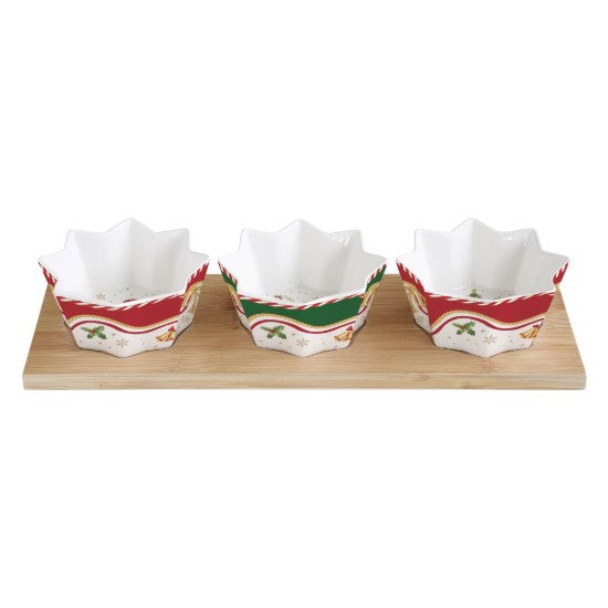3 darabos előétel tál szett, bambusz tálcával, "Christmas Tale" - Easy Life